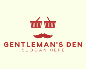 Shopper Man Mustache logo design