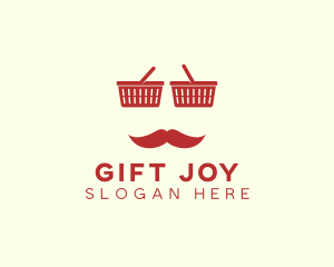 Shopper Man Mustache logo design