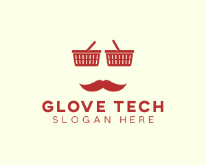 Shopper Man Mustache logo design