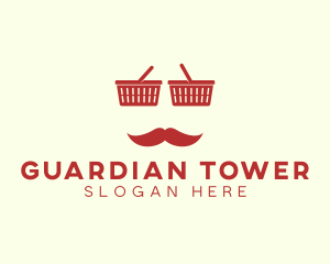 Shopper Man Mustache logo design