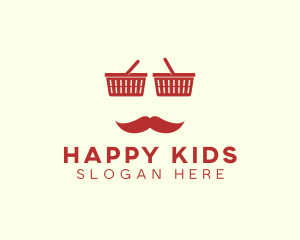 Shopper Man Mustache logo design