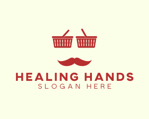 Shopper Man Mustache logo design