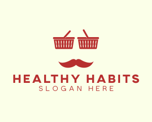 Shopper Man Mustache logo design