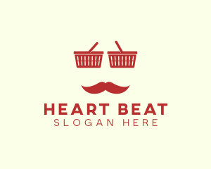 Shopper Man Mustache logo design