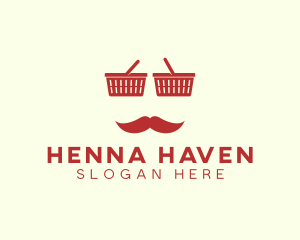 Shopper Man Mustache logo design