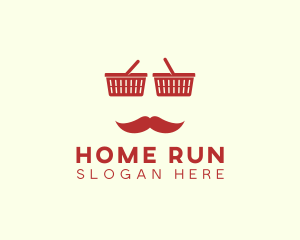 Shopper Man Mustache logo design