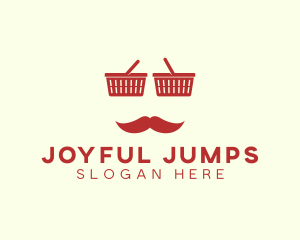 Shopper Man Mustache logo design