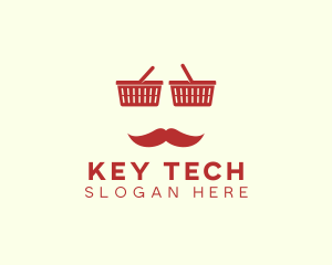 Shopper Man Mustache logo design