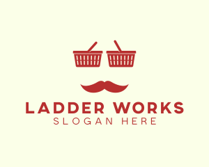 Shopper Man Mustache logo design