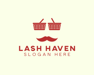 Shopper Man Mustache logo design