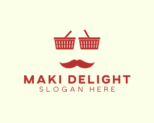 Shopper Man Mustache logo design