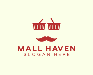 Shopper Man Mustache logo design