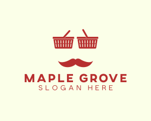 Shopper Man Mustache logo design