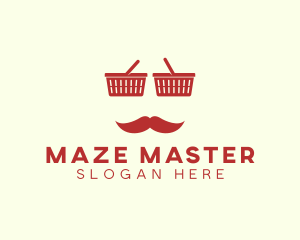 Shopper Man Mustache logo design