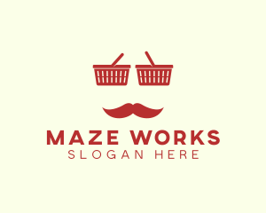 Shopper Man Mustache logo design