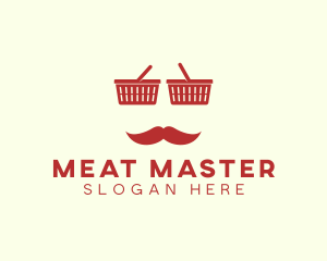 Shopper Man Mustache logo design