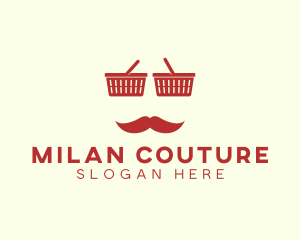 Shopper Man Mustache logo design