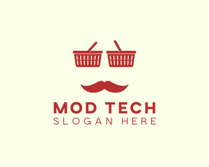 Shopper Man Mustache logo design