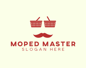 Shopper Man Mustache logo design