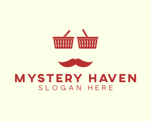 Shopper Man Mustache logo design