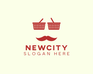 Shopper Man Mustache logo design