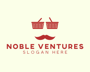 Shopper Man Mustache logo design