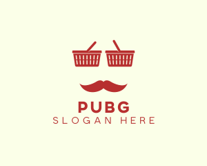 Shopper Man Mustache logo design