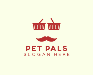 Shopper Man Mustache logo design