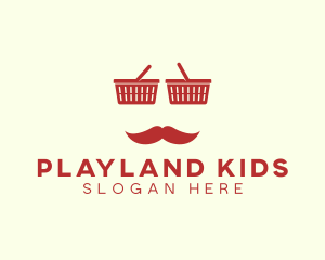 Shopper Man Mustache logo design