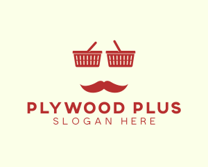 Shopper Man Mustache logo design