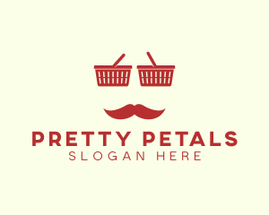 Shopper Man Mustache logo design