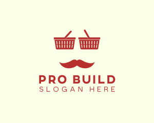 Shopper Man Mustache logo design