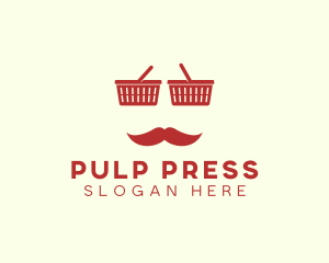 Shopper Man Mustache logo design