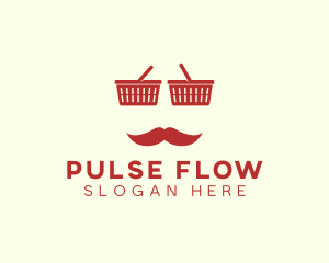 Shopper Man Mustache logo design