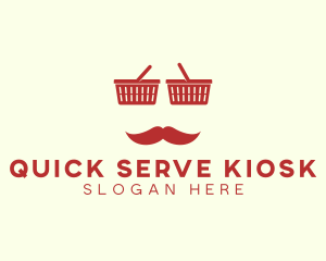 Shopper Man Mustache logo design