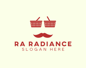 Shopper Man Mustache logo design