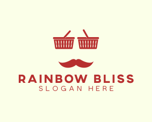 Shopper Man Mustache logo design