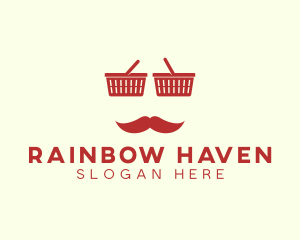 Shopper Man Mustache logo design