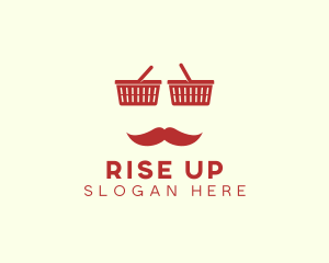 Shopper Man Mustache logo design