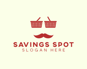 Shopper Man Mustache logo design