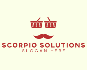 Shopper Man Mustache logo design