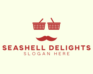 Shopper Man Mustache logo design