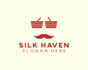 Shopper Man Mustache logo design