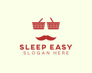 Shopper Man Mustache logo design