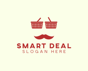 Shopper Man Mustache logo design