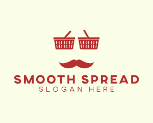 Shopper Man Mustache logo design