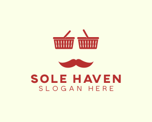 Shopper Man Mustache logo design