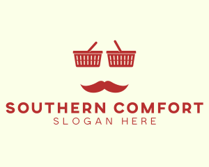 Shopper Man Mustache logo design