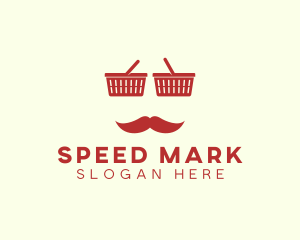 Shopper Man Mustache logo design