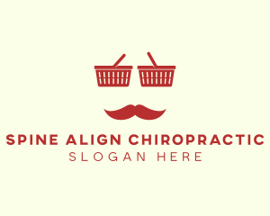 Shopper Man Mustache logo design